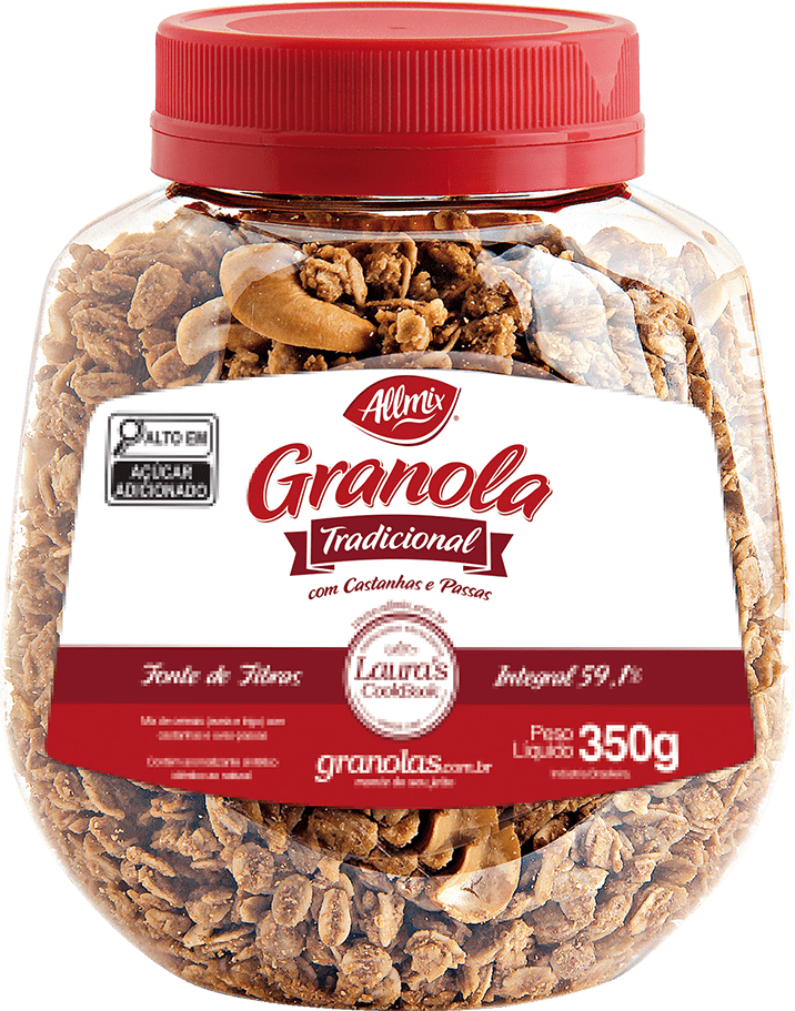 GRANOLA TRADICIONAL COM CASTANHAS E PASSAS (POTE) - 350 gr